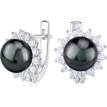 Náušnice Náušnice stříbrné s přírodní perlou v barvě Tahiti FNJE0887BP