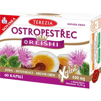 Přírodní produkt Terezia Company Ostropestřec + Reishi 400 mg 60 cps.