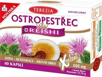 Přírodní produkt Terezia Company Ostropestřec + Reishi 400 mg 60 cps.