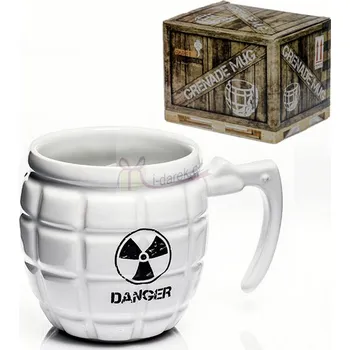 Žertovný předmět Military hrnek ve tvaru granátu DANGER - bílý (Hrnek granát - bílý)