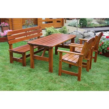 Zahradní sestava Zahradní nábytek z masivu THEOR II (Sestava stůl + lavice+2 křesla)