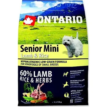 Ontario Senior Mini Lamb/Rice, 2,25 kg