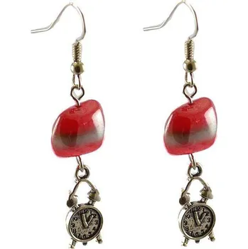 Náušnice Náušnice s filigránů 22bm002-20.71 - červenošedé s figurkami