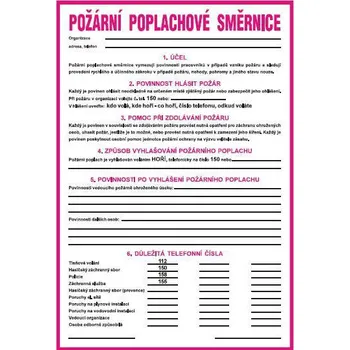 Požární poplachové směrnice, samolepka A4
