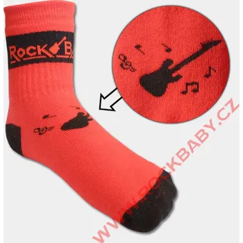 Dětské ponožky - Kytara, noty, červené PON60-15