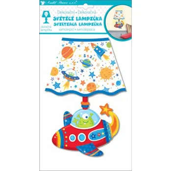 Samolepící dekorace Dětská samolepicí svítící LED lampička na zeď Vesmírná loď 10523 Room Decor 27 cm