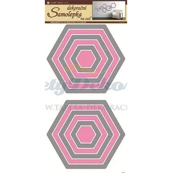 Samolepící dekorace Samolepící dekorace na zeď (69 x 32cm) Room Decor šestiúhelníky šedorůžové 1337