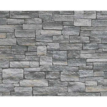 Tapeta Vliesová tapeta černošedá štípaná břidlice, kámen 95871-1 / Vliesové tapety na zeď 958711 Wood´n Stone 2 (0,53 x 10,06 m) A.S.Création