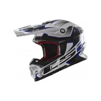 Helma na motorku LS2 COMPASS MX456 bílá/modrá S