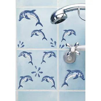 Samolepící dekorace Samolepící plastická dekorace Dolphins Mosaic 59601 / Plastická samolepka Crearreda (15 x 31 cm)