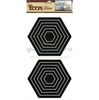 Samolepící dekorace Samolepka (69 x 32cm) Room Decor černé šestiúhelníky 1325