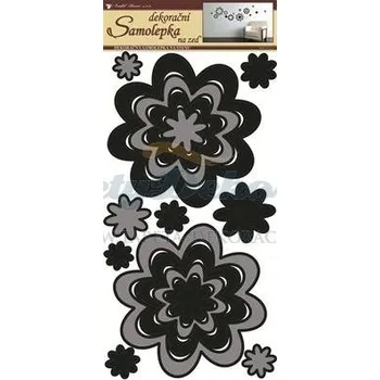 Samolepící dekorace Samolepící dekorace na zeď (69 x 32cm) Room Decor květy šedočerné 1342