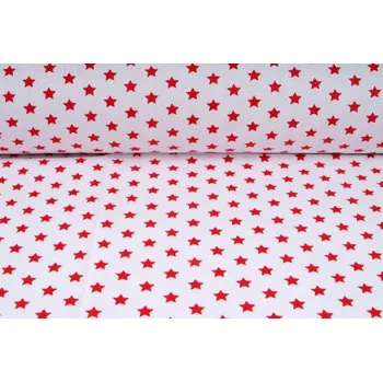 Plátno bavlněné, červené hvězdičky , metráž, látky