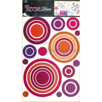 Samolepící dekorace Samolepící pokojová dekorace na zeď (70x42cm) Room Decor růžové kruhy 1057