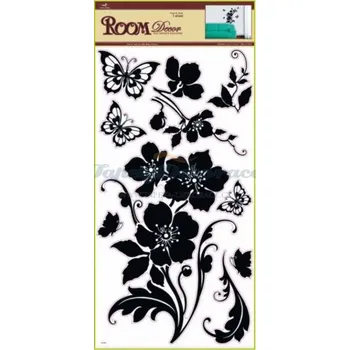 Samolepící dekorace Samolepící pokojová dekorace na zeď (69 x 30cm) Room Decor květina s motýly 1042