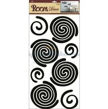 Samolepící dekorace Samolepka na zeď (69 x 32cm) Room Decor černé spirály 1326