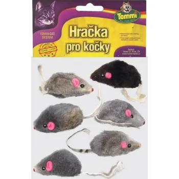 Hračka pro kočku Myška malá TOMMI mix barev 5 cm - 6 ks/bal.