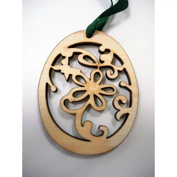 Velikonoční dekorace Dřevěná ozdoba velikonoční vajíčko s kytičkou ostatní