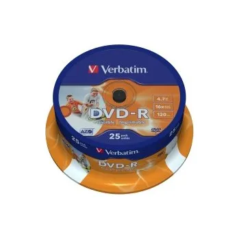 Optické médium Verbatim DVD-R 4,7GB 16x Printable spindl 25 ks