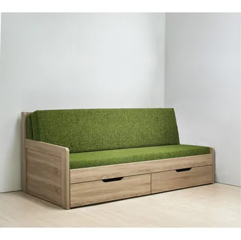 Postel BMB Postel Tandem KLASIK s levou područkou - masivní buk Moření: káva, Provedení: oblé, Rozměr: 80/160 x 200 cm