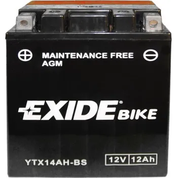 Motobaterie Exide Bezúdržbová AGM baterie EXIDE ETX14AH-BS, 12V 12Ah, za sucha nabitá. Náplň součástí balení.