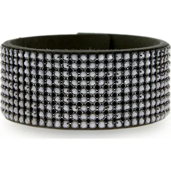 Náramek Swarovski Elements Náramek z Alcantary Chic Medium s stříbročernými křišťály BMESH9PCZJ