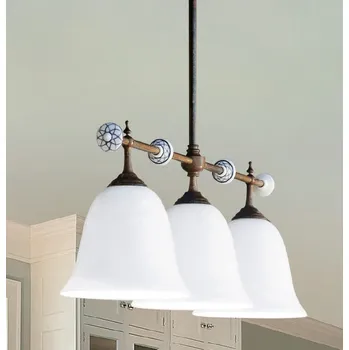 ALDO BERNARDI Porcelánové závěsné stropní svítidlo retro Linea Caracoi, tři stínítka St: Hladké, Bílá 9133.P