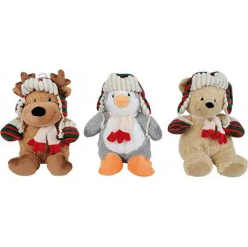 plyšák Nicotoy Plyš zimní 23 cm se šálou a čepicí, 3 druh Simba