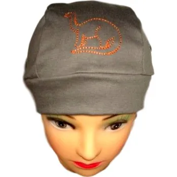 Čepice Betty Mode (ušito v ČR) Jarní pirátka šedá s dinem obvod 45-49,50-53 cm