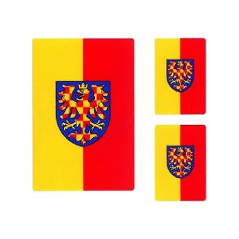 samolepka Sada samolepek - svislá moravská vlajka, (1ks 4x6 cm, 2ks 2x3 cm) (samolepka na auto, pro venkovní použití)