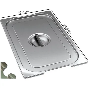 Víko s výřezem na úchyt a naběračku GN 1/4, PROFI (Víko nerez PROFI, GN 1/4, ÚCHYT, NABĚRAČKA)