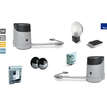 Pohon brány NICE HOPP sada pákových pohonů pro dvoukřídlou bránu do 2,4m/ křídlo; 1x HO7124 s elek POA3, 1x HO7224, 1x OXI, 1pár MOFB, 1x ON2E, 1x MLBT