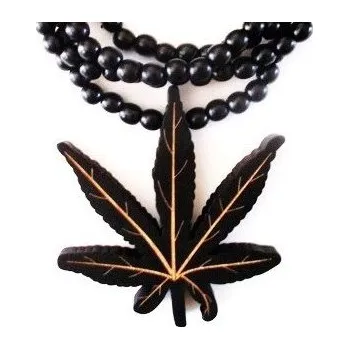 Náhrdelník Blingstar Dřevěný Přívěsek WOOD WEED + Korále - B839