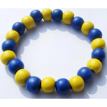 Náhrdelník Blingstar Náramek Dřevěný WOOD Korálky Blue/Yellow 1 cm - W426