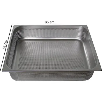 Plech na pečení TOMGAST | Gastronádoba PROFI velikost GN 2/1, výška 10 cm, děrovaná (Gastornádoba děrovaná PROFI)