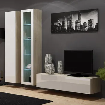 Obývací stěna Cama Meble Vigo 10 dub sonoma/bílý lesk