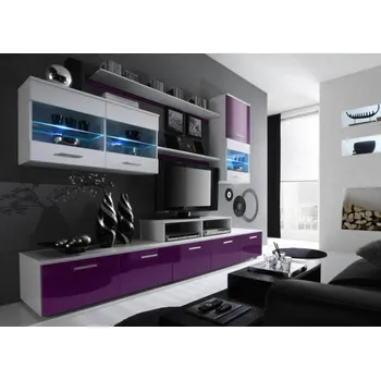 Obývací stěna Cama Meble Logo II fialová/bílá