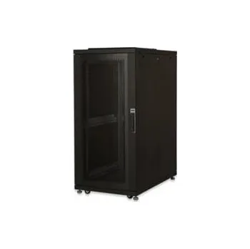 Interiérové dveře DIGITUS 26U serverový stojan, Unique Series ocelové přední dveře 1340x600x1000 mm s plexi sklem, černé (RAL 9005)
