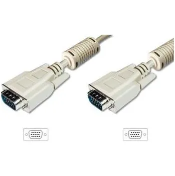 Video kabel Digitus Připojovací kabel monitoru VGA, HD15 M/M, 1,8 m, 3Coax/7C, 2xferit, be