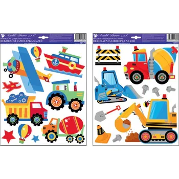 Samolepící dekorace Samolepicí pokojová dekorace pro děti stavební stroje 10173 / Samolepky na zeď ( 33 x 29 cm ) Room Decor