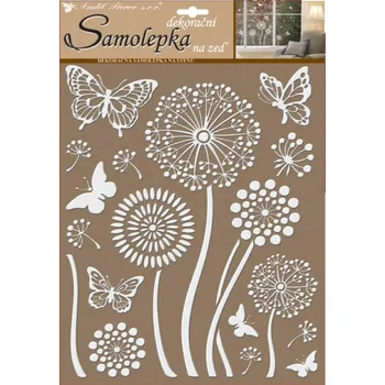 Samolepící dekorace Samolepicí dekorace na stěnu bílé květiny s glitry 10190 / Samolepky na zeď ( 35 x 27,5 cm ) Room Decor