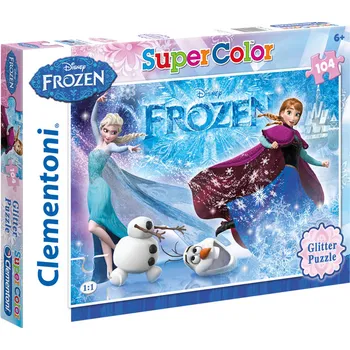 Puzzle Clementoni Supercolor Puzzle Supercolor Glitter Frozen Ledové království 104 dílků