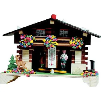 Meteostanice B807 - chaloupky dřevěný barometr ve formě pestrobarevné chaloupky s teploměrem