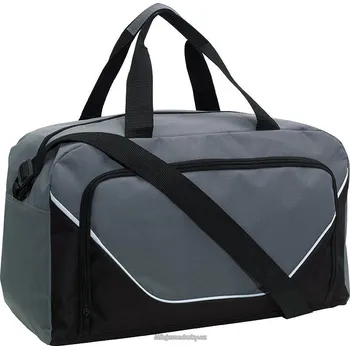 Sportovní taška Šedá cestovní taška s velkou přední kapsou, rozměr 50x38x21cm, vhodná jako palubní zavazadlo