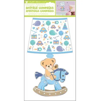 Samolepící dekorace Samolepicí dekorace na zeď svítící LED lampička modrá, medvídek 10539 Room Decor 31 cm