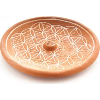 Plakát Vykuřovací podtácek „Květ života“ z keramiky hnědý (Vykuřovací podtácek „Květ života“ z keramiky hnědý)