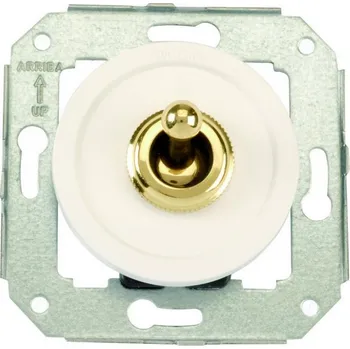 vypínač FONTINI by Font Barcelona Plastový vypínač Venezia bílý/zlatá páčka Provedení: bílá, Mechanismy: vypínač č. 6 - schodišťový 65 308 30 2