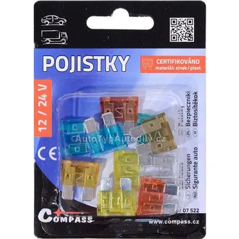Autopojistky COMPASS Pojistky nožové ploché 10ks 90366