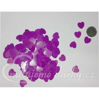 Party dekorace balíček mini papírových fialových srdíček Samá láska