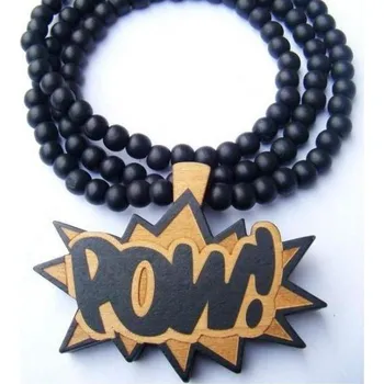 Náhrdelník Blingstar Dřevěný Přívěsek Wood Bead - POW + Korále BL 347